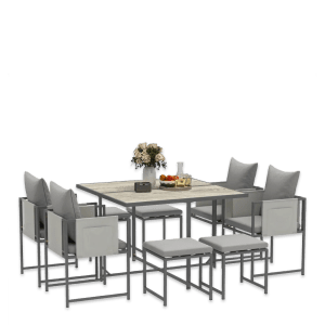By Outsunny 9 Piece, 8 Seater Garden Table and Chairs | Dining Set