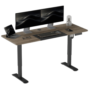 Dark Wood 72-116cm Adjustable Electric Standing Desk with LED Display Modern | Desks