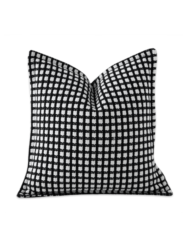 Classic Black & White Chequered Jacquard Cushion/Cover | Home Decor