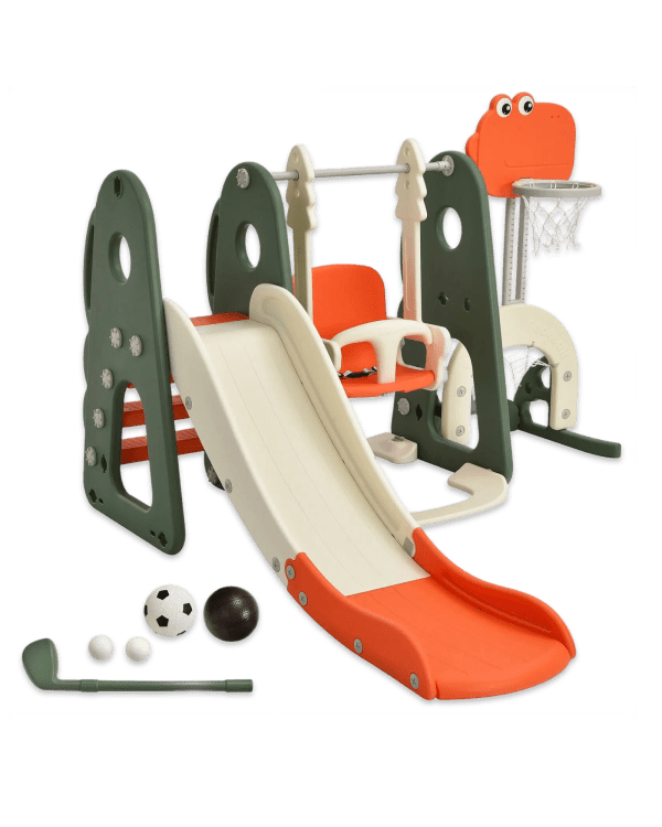 By DORTALA Toddler Slide and Swing Set 6 in 1 Kids | Playroom