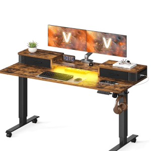 VASAGLE Electric Standing | Desk [w/ Built-In Power Strip]