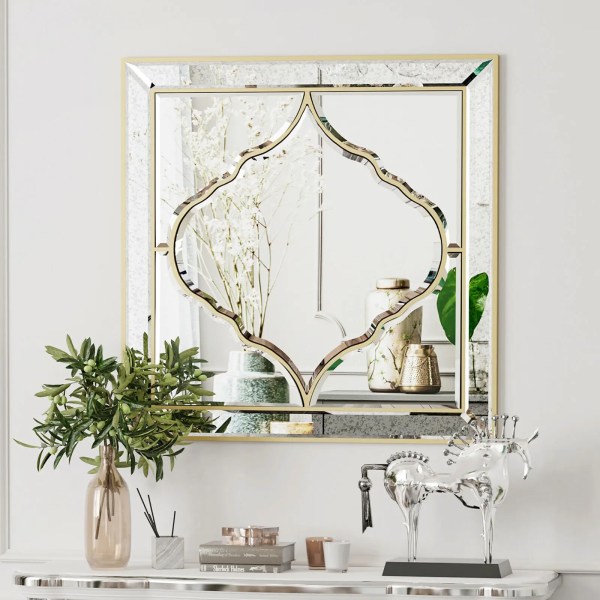 Square Bevelled Art Deco Silver & Gold Wall mount | Mirror [600/800mm]