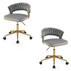 By GOFLAME Velvet Swivel Adjustable Chair | Chairs [Pair]