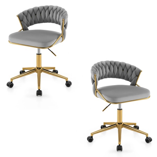By GOFLAME Velvet Swivel Adjustable Chair | Chairs [Pair]
