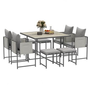 By Outsunny 9 Piece, 8 Seater Garden Table and Chairs | Dining Set