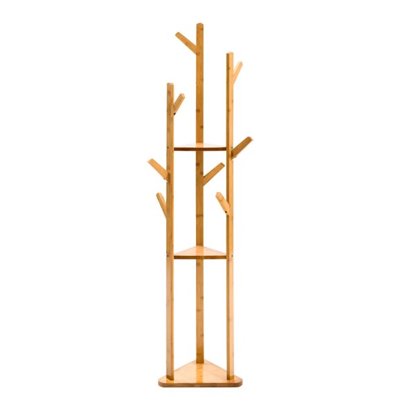 By Lifeideas Wooden Coat Rack Stand w/ 3 Shelves | Hallway