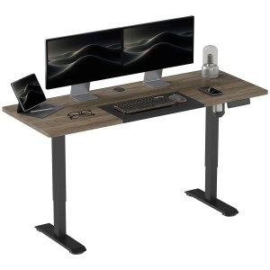 Dark Wood 72-116cm Adjustable Electric Standing Desk with LED Display Modern | Desks