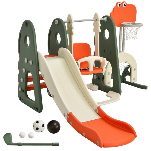 DORTALA Toddler Slide and Swing Set 6 in 1 Kids | Playroom