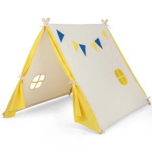 DORTALA Kids Play Tent Cotton Canvas | Playroom [w/ Solid Wood Frame]