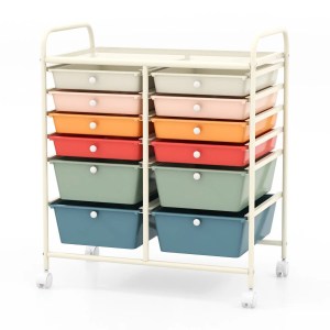GOFLAME 12 Drawer Rolling Storage Cart | Office