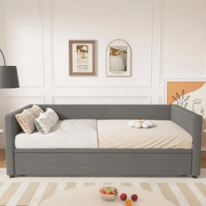 Shelby Grey Upholstered Day Bed / Trundle Bed | Bedroom